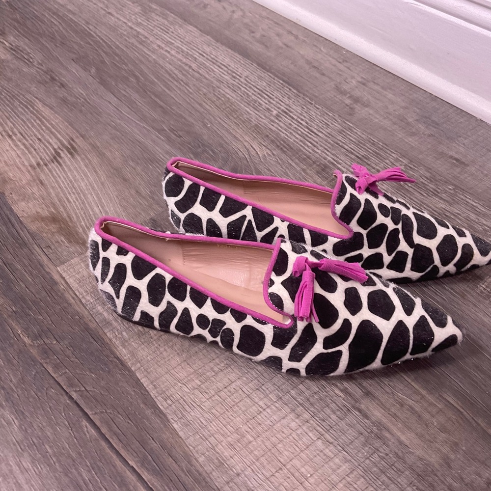 Animal Print Faux fur loafers Tassel Smoking Dopamine maximalist funky pink trim